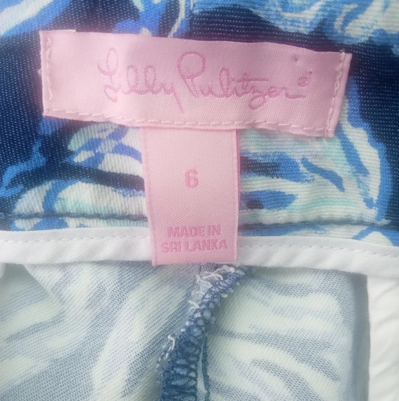 Lilly Pulitzer High Tide Navy Blue Drop Seashell Keiliani Stretch Pants Size 6 - Picture 5 of 6